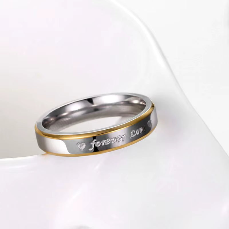 Couple Rings Forever Love Band Ring for Valentine Wedding Titanium Stainless Steel Ringscustom Engraving Name