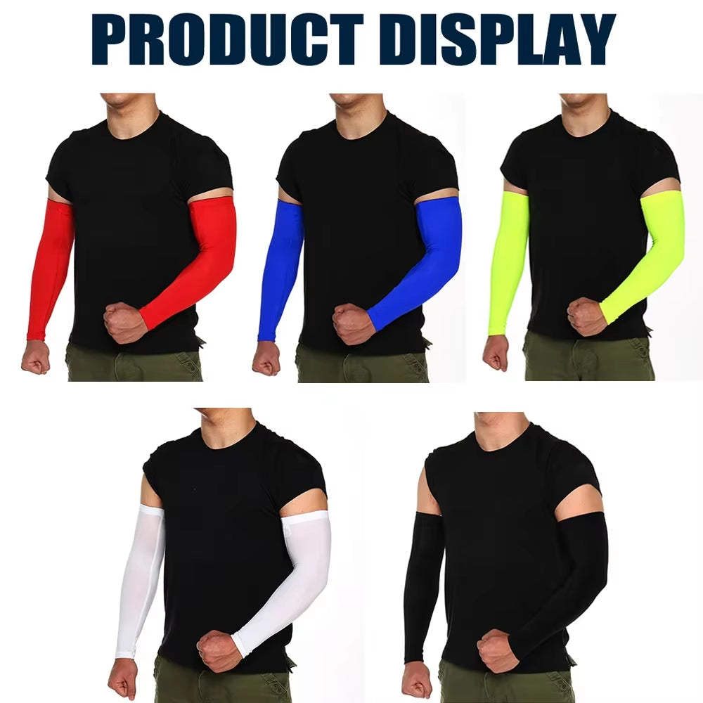 1Pcs Sports Compression Long Arm Sleeve Breathable Elbow Support Sunscreen Protection Basketball Bicycle Safety Arm Pad Unisex