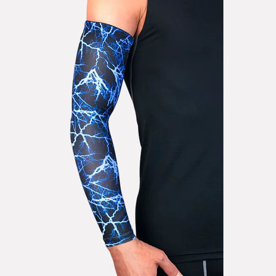 1Pcs Lightning Pattern Sports Arm Guard Basketball Volleyball Arm Sleeves Armband Sport Elastic Elbow Pads Arm Warmers 8 Colors