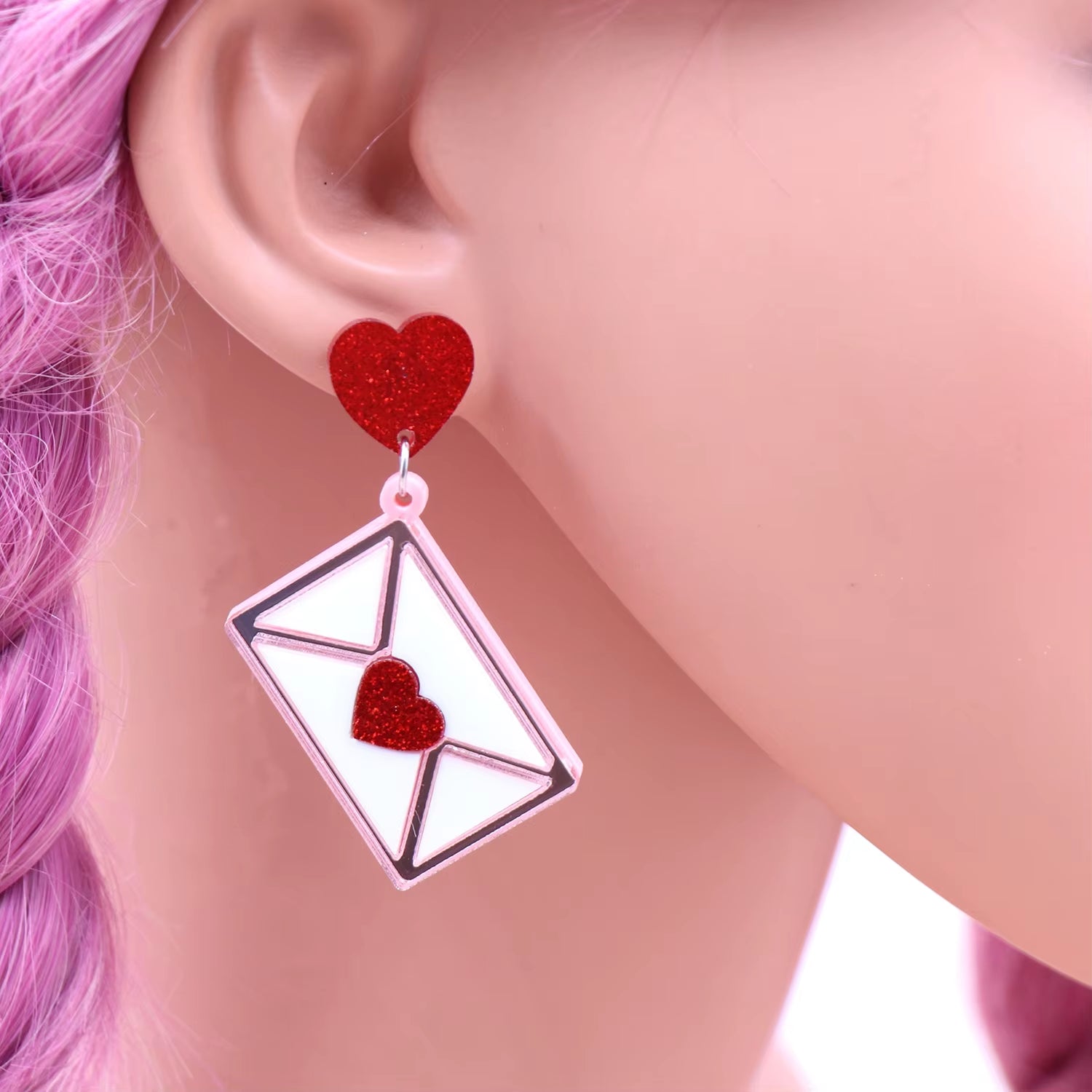 1Pair Top Fashion CN Drop Heart Envelope TRENDY Valentine Gift Acrylic Earrings Jewelry for Women