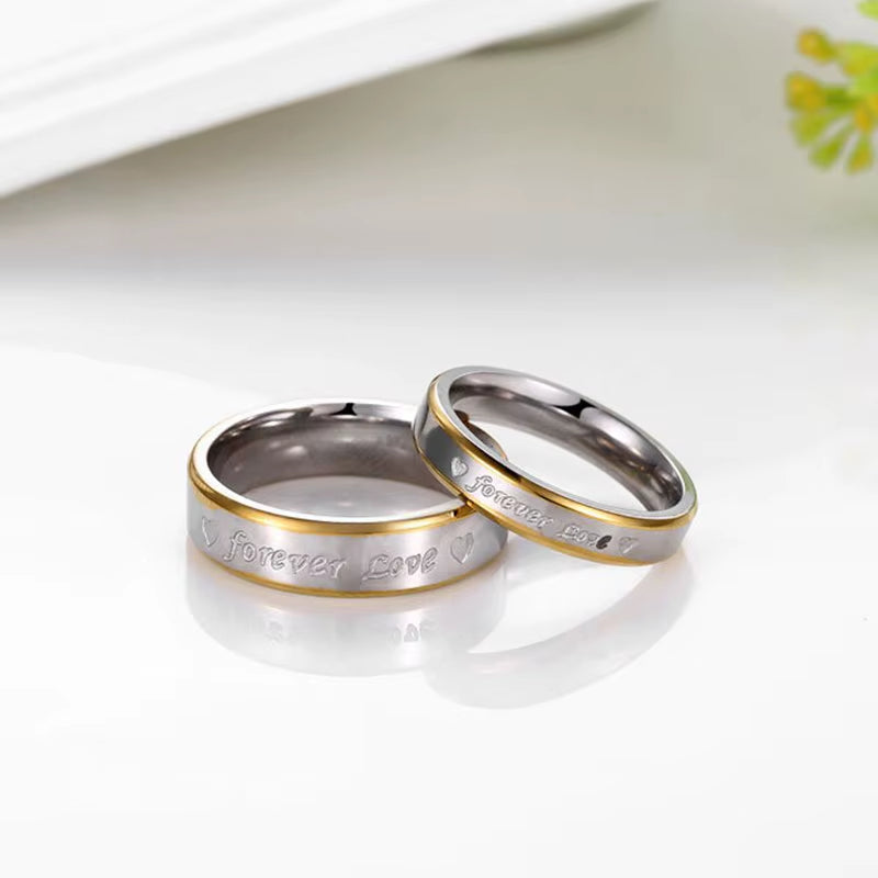 Couple Rings Forever Love Band Ring for Valentine Wedding Titanium Stainless Steel Ringscustom Engraving Name