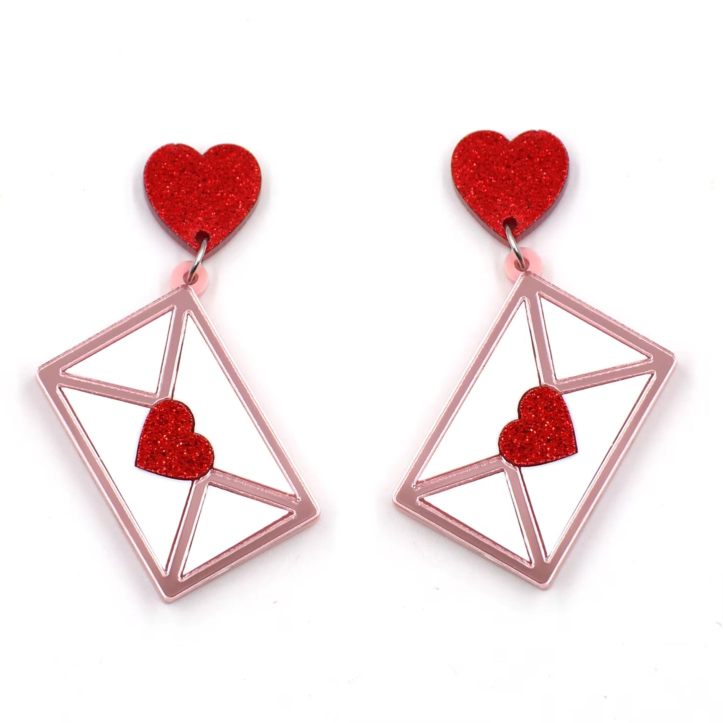 1Pair Top Fashion CN Drop Heart Envelope TRENDY Valentine Gift Acrylic Earrings Jewelry for Women