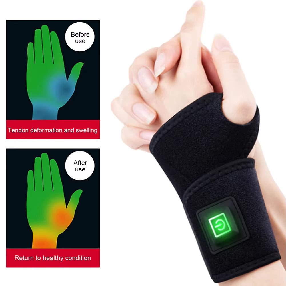 Electric Wrist Thumb Brace Heating Pad 3 Level Temperature Wrist Warmer Support Wristband for Injury Rheumatism Tendonitis