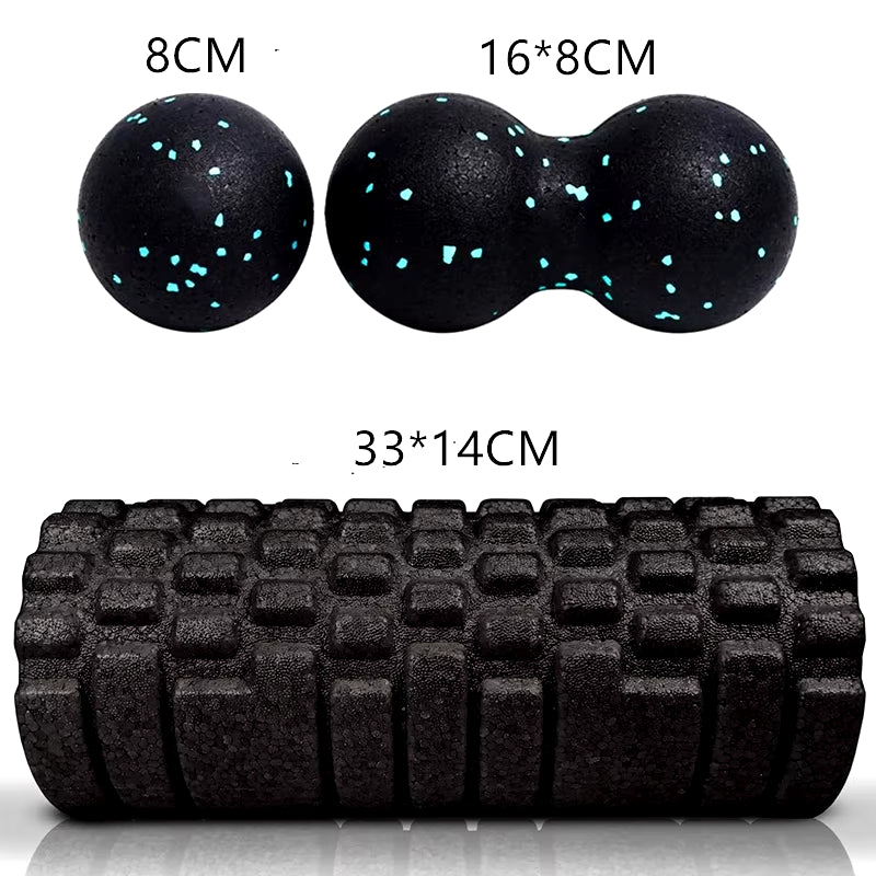 EPP Foam Roller + Massage Ball SET Fitness Mobility Ball Yoga Roller for Back/Neck/Foot Physical Therapy Pain Relief