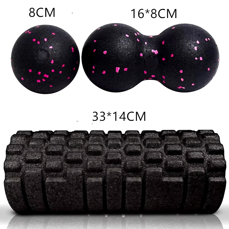 EPP Foam Roller + Massage Ball SET Fitness Mobility Ball Yoga Roller for Back/Neck/Foot Physical Therapy Pain Relief