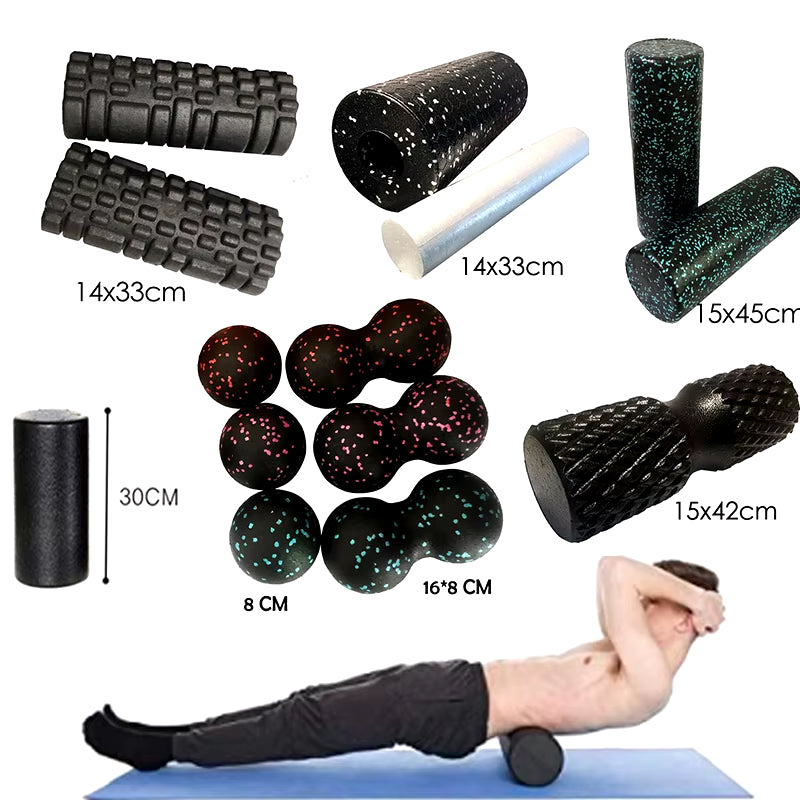 EPP Foam Roller + Massage Ball SET Fitness Mobility Ball Yoga Roller for Back/Neck/Foot Physical Therapy Pain Relief