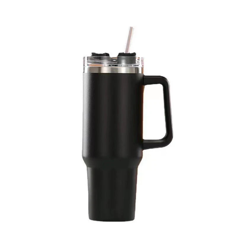 40Oz Bingba Cup Car Stainless Steel Insulated Water Bottle,Thermal Coffee Car Cup, Cold Hot Mugs Vacuum Flask with Handle Straw