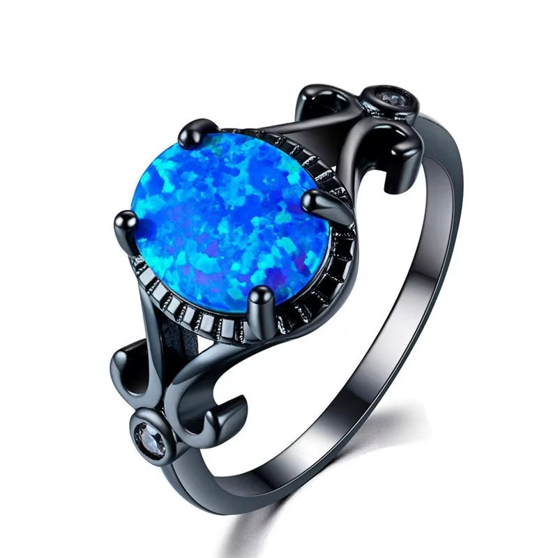 Blue Women Rings Opal Charms Wedding Engagement Bands Fashion Jewelry Valentine Day Gift Lady Rings