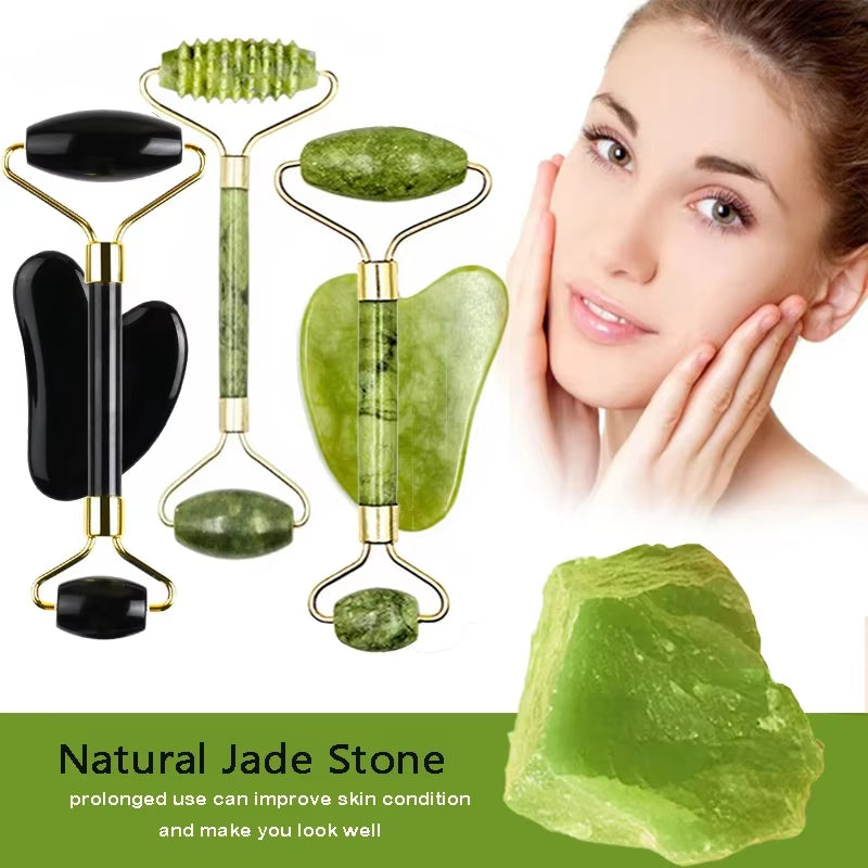 Guasha Natural Stone Massage Face Jade Roller Gua Sha Massage Tool Set for SPA Body Visage Rouleau De Massage Rouleau Visage