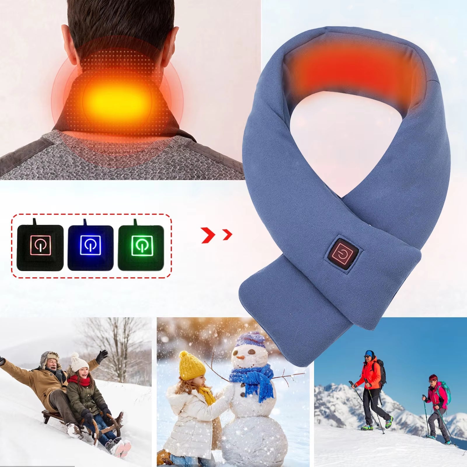 Electric Winter Warm Heating Scarf USB Heater Rechargeable Cervical Collar Soft Neck Wraps Heating Pads Bufandas Шарф Зимний