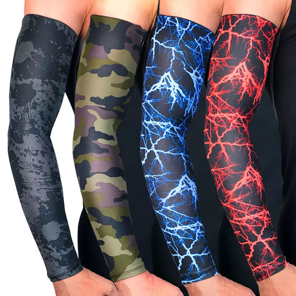 1Pcs Lightning Pattern Sports Arm Guard Basketball Volleyball Arm Sleeves Armband Sport Elastic Elbow Pads Arm Warmers 8 Colors