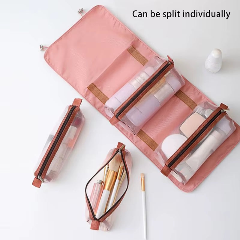 In 1 Detachable Makeup Bag Women Zipper Mesh Large Capacity Cosmetics Pouch Foldable Portable Travel Wash Storage Bag