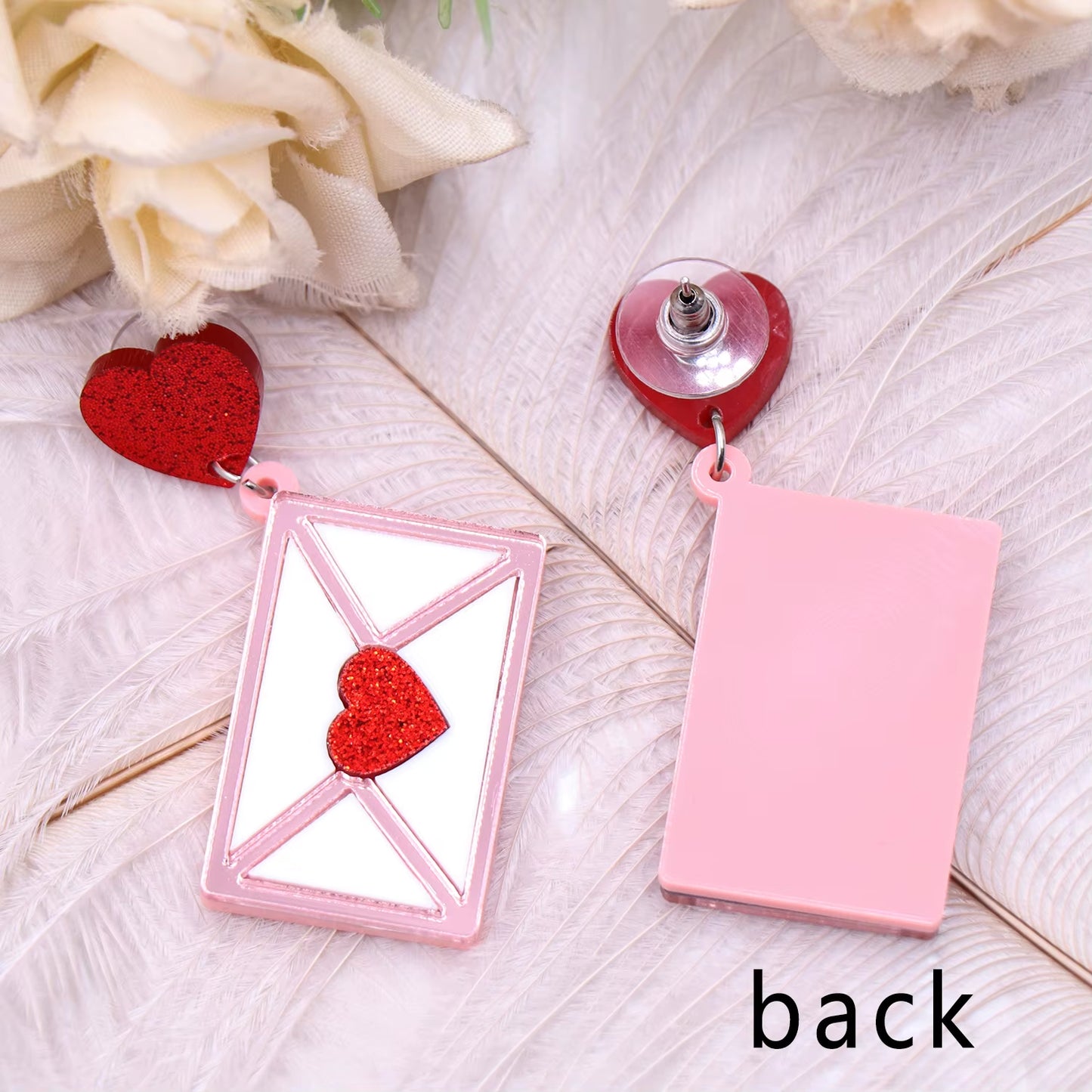 1Pair Top Fashion CN Drop Heart Envelope TRENDY Valentine Gift Acrylic Earrings Jewelry for Women